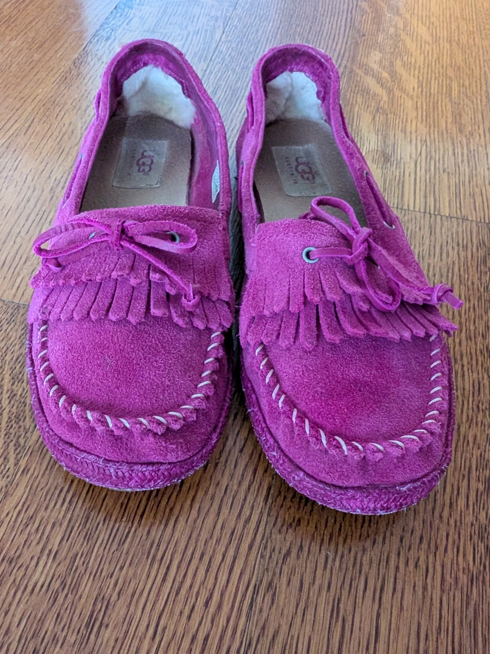 UGG Australia Pink Suede Moccasin Flats Slippers Women's Size 5